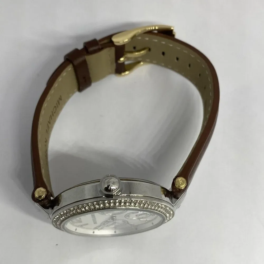 Michael Kors MK6194 Women's Brown Leather Analog Dial Quartz Genuine Watch KS553
